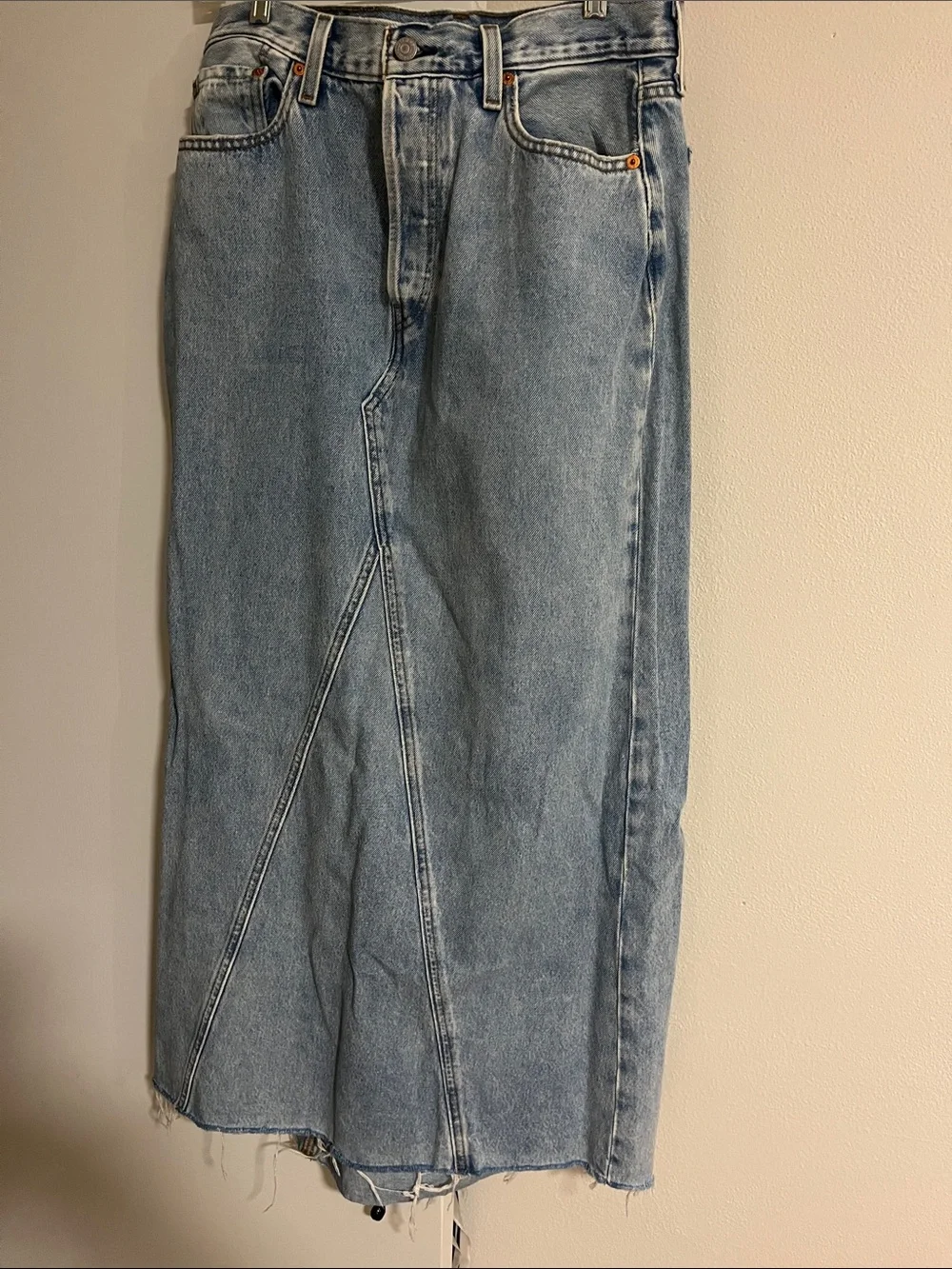 Levi's Light Blue Denim Midi Skirt with Panel Seams size 29